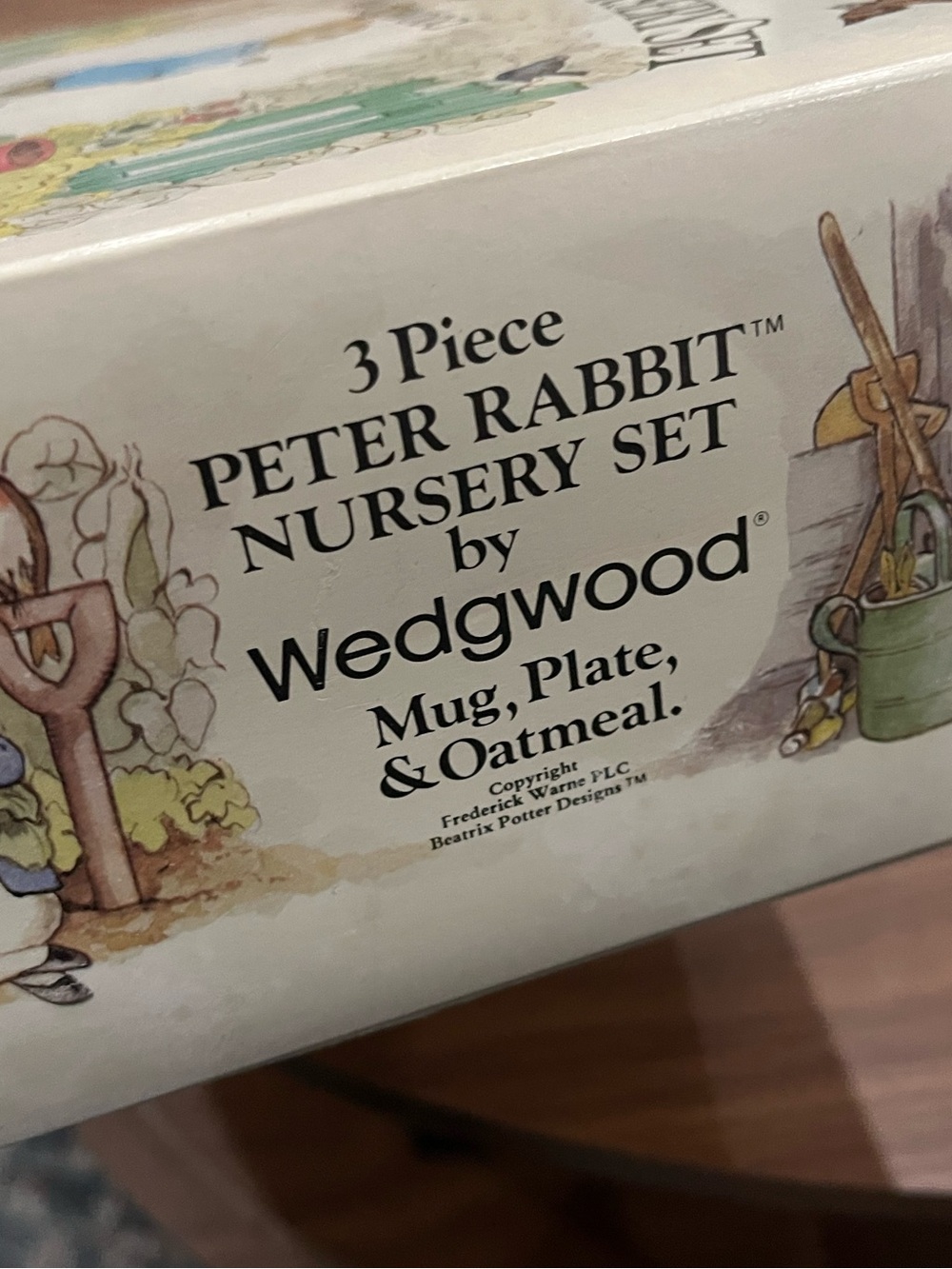Wedgwood Peter Rabbit Nursery Set Box Art in White, Green, Brown